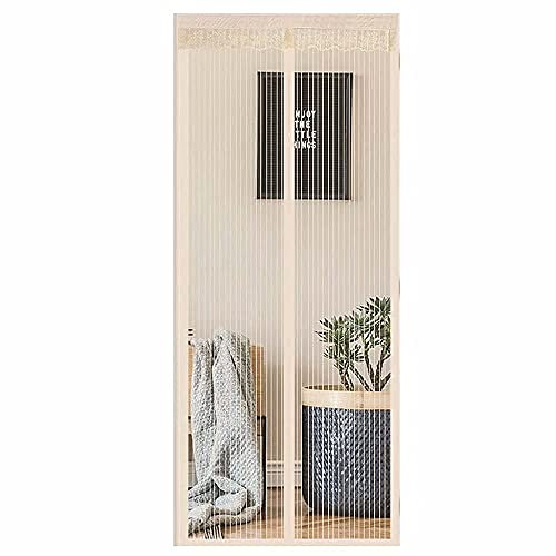 MAODOU 265 x 285 cm (104 x 112 pollici), zanzariera avvolgibile per porta, set fai da te, colore: crema