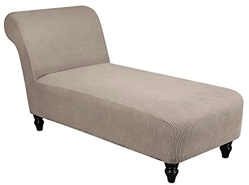 Topchances Jacquard-Chaiselongue-Bezug, Stretch, armlos, Chaiselongue, Schonbezug, Luxus-Chaiselongue, Haustiermöbelbezug, Liegestuhl, Sofa, Schonbezüge für Wohnzimmer, Schlafzimmer, Lounge (Khaki)