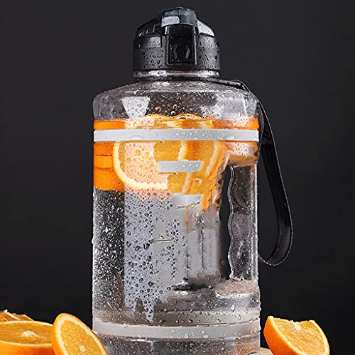 QHLOM Motivationswasserflasche mit Zeitmaßstab Tritan PETG BPA. -Frree Outdoor-Sportarten Große Kapazität 74.3/128.8ozwater-Krug (Color : White, Größe : 3780ML)