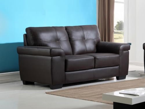 Vente-unique-Ledersofa 2-Sitzer - Braun - Hazel