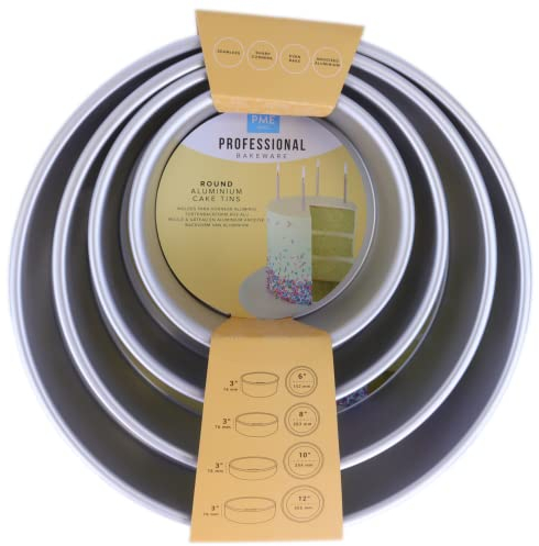 PME - Moules à Gâteaux Ronds 15, 20, 25, 30 cm x 7,5 cm de Profondeur, Lot de 4, Plata