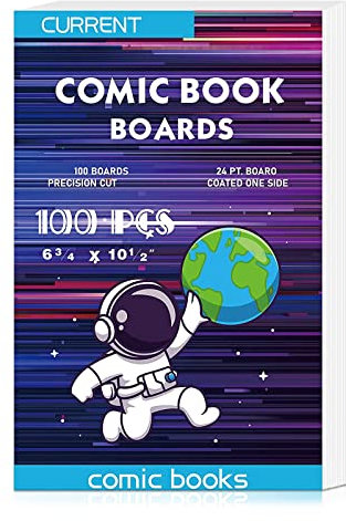 YSCare 100 Comic Book Boards, Current Size Comic Book Boards, Acid-Free Backing Board,Thick and Durable Books Board for Regular Comics Archival (White)