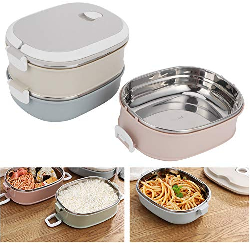 Fyearfly Bento Box, 3 Etagen Stapelbare Lunchbox Edelstahl Bento Box mit Griffen, Auslaufsichere Tragbare Brotdose für Erwachsene Kinder, für Arbeit, Büro, Schule