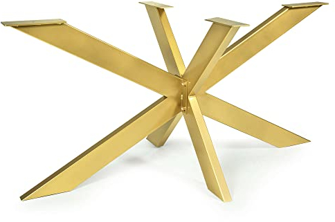 Magnetic Mobel Tischgestell Spider Tischbeine Kreuzgestell Schwerlast Tischkufen Stahl Metall Esstisch Schreibtisch Konferenztisch - Für Glastischplatten (Gold, 120x70 cm)