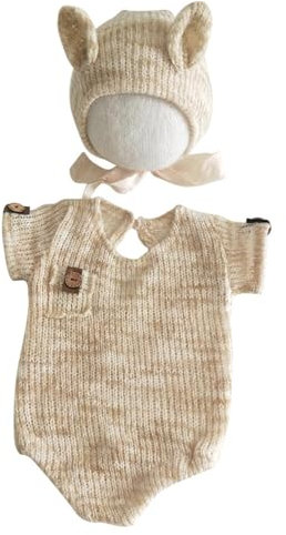 Uposao 2 piezas de accesorios de fotografía para recién nacidos, disfraz de sesión de fotos de bebé, traje de punto con sombrero de fotografía, trajes de fotografía para niños de 0 a 3 meses, niños y