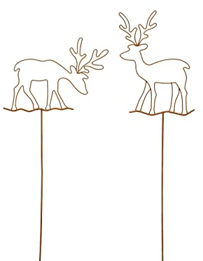 Storm's Gartenzaubereien Gartenstecker Elch Weihnachtsdeko 2 er Set zum Stecken in Rostoptik - Adventsdeko