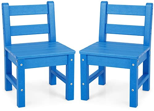 LIFEZEAL Kinderstühle 2er Set, Schreibtischstuhl Aus Holz, Gartenstuhl Mit Rückenlehne, Kunststoff Schreibtischstühle, Stabile Sitzgruppe, Stuhl Für Kinder