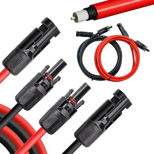 Coomoors Câble Solaire 4mm², Câble Panneau Solaire 2 x3 M, IP67 Rallonge de Câble Solaire, Câble d'extension de Câble Solaire avec Connecteurs Mâles et Femelles pour Panneau Solaire