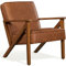 Yaheetech Loungesessel Sessel Vintage Relaxsessel Kunstleder mit Massivholzbeinen Einzelsofa für Wohnzimmer/Schlafzimmer/Empfangsbereich Hellbraun