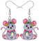 LONYOO Acryl Niedlich Ratte Maus Ohrringe Dangle Drop Charms Anime Maus Geschenke für Frauen Mädchen Schmuck (Grau)