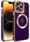 ECZOIL Compatible with iPhone 14 Pro Max Case MagSafe,Full Camera Lens Protection Luxury Electroplated Cute Heart Magnetic Case for iPhone 14 Pro Max for Women Girls-Deep Purple