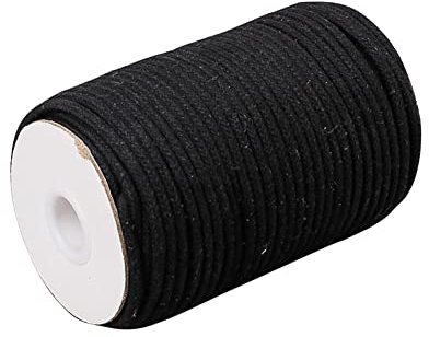 Corde en Coton 5mm, Fil Macrame Coton Tressé Naturel, Naturel Ficelle Cordelette Couture Bricolage Cordon pour Macrame Mural, Porte Plante Mural, Decoration Mariage, Rideau, 46m Noir