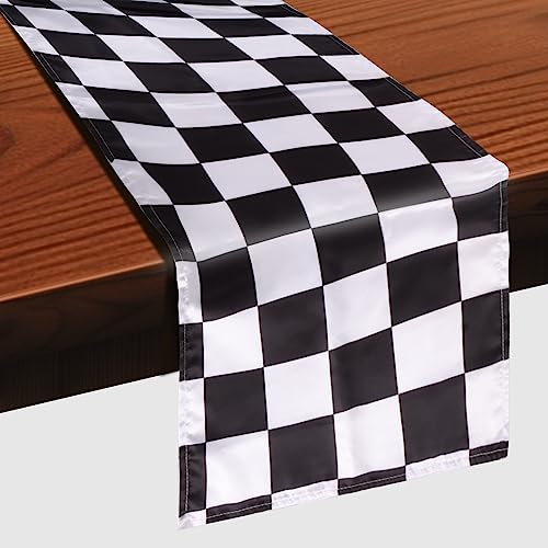 Schwarz-Weiß-Tischläufer, kariertes Muster, 30 x 275 cm, rechteckig, moderner Tischläufer für Zuhause, Küche, Kaffee, Esszimmer, Bauernhaus, Party, Versammlungsdekoration