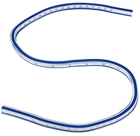 Flexibles Kurvenlineal, Biegsames Lineal 60 cm aus Kunststoff mit Doppelseitiger Messung für Präzises Zeichnen, Schneiderbedarf, Zimmerei und Studio