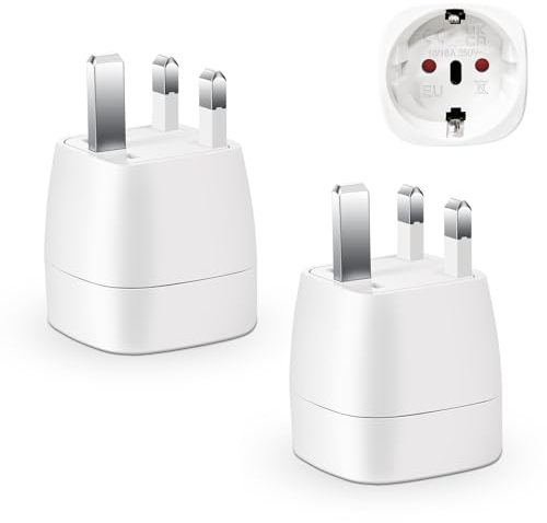 vutizal 2 Piezas Adaptador Enchufe UK, Adaptador Enchufe Ingles a Español, Adaptador Enchufe Irlanda para Reino Unido Irlanda Escocia Britanico Maldivas, Adaptador de Viaje Tipo G