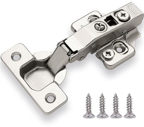 DecoBasics Full Overlay European Soft Close Cabinet Hinges for Kitchen Cabinets (4 Pcs) -105° Frameless Concealed Cabinet Door Hinge -3 Way Adjustability & Clip on Plate for Easy Installation