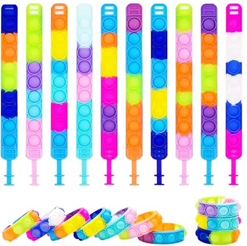 26 Stück Pop Bubble Fidget Armband, Pop Bubble Bracelet Fidget Spielzeug Set,Simple Dimple Fidget Toy Armband, Anti Stress Bubble Fidget Armband Spielzeug, Plopper Spielzeug, Armband Kinder