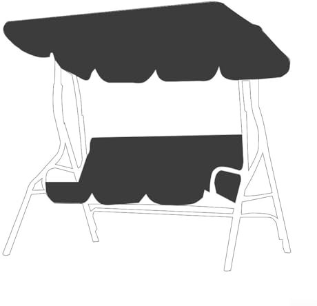 Hollywoodschaukel aus Metall, mit Baldachin, Gartenschaukel, wasserdicht und sonnenfest, Schwarz (schwarz)