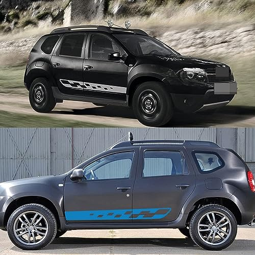 Car Body Side Sticker for Dacia duster,Car Door Side Skirt Long Stripe Vinyl Film Stickers Body Decoration Accessories,D-Blue