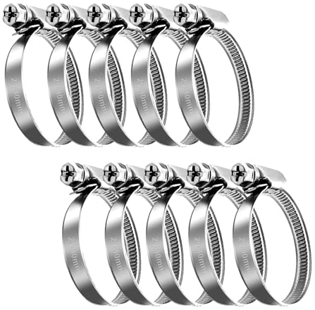 shinfly 10 Piezas Abrazaderas Metalicas para Tubos, Abrazaderas de Manguera de Acero Inoxidable 304, Abrazaderas de Tornillo para Tubo, Ajustable 25-40mm, para Mangueras, Coche, Lavadora, Jardín