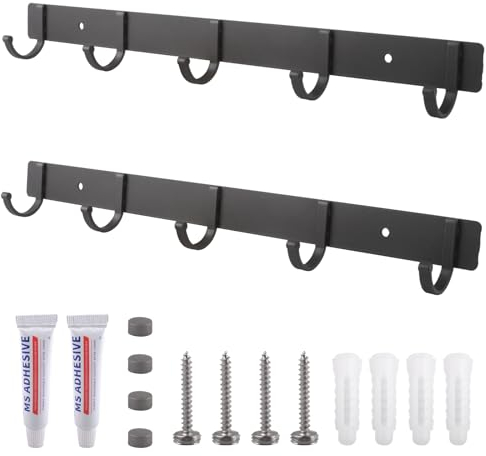 GUDECIUS Patere Murale Aluminium Porte Manteau Mural avec 5 Crochets Patère Murale Porte-Manteau Mural pour Cuisine Salle de Bain et Chambre Gris Crochet Porte Manteau 2 Pièces