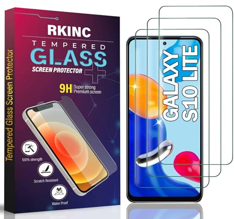 RKINC 3 Stück, Panzerglas Schutz Glas für Samsung Galaxy S10 Lite, Panzer HD Displayschutzfolie, 0,33 mm kratzfest, splitterfrei, blasenfrei, lebenslangeGarantie