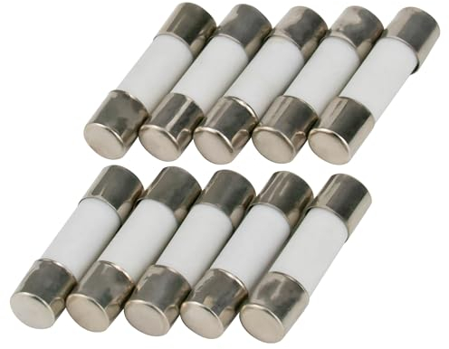 10er Packung SeKi Keramik Sicherung 1A, 5x20mm, Träge; Glassicherung Feinsicherung 250V