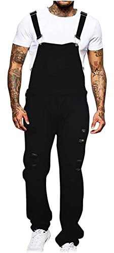 Combinaison Denim Homme Salopette De Travail Jeans Technologie Salopette Multi-Poches Pantalon Baggy Réglable Décontractée Coupe Lâche Barboteuses Droit Jogging Streetwear en Plein Air Grande Taille