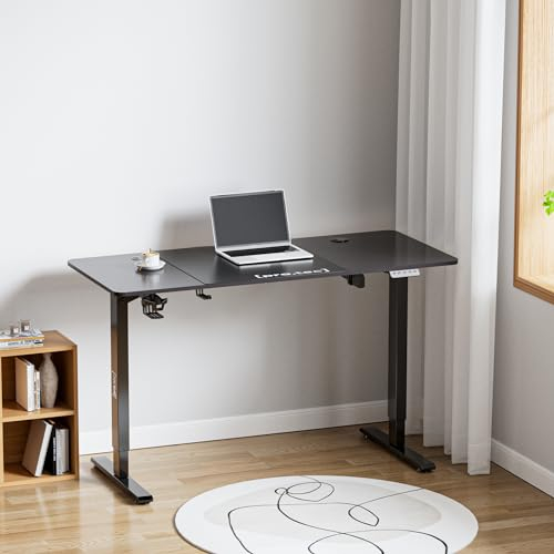 pro.tec Höhenverstellbarer Schreibtisch Stryn 140x60cm elektrischer Schreibtisch Stehtisch Arbeitstisch mit Höhe von 72-117 cm Memory-Funktion schwarz