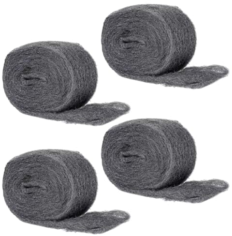 Vueinrg 4 Piezas Lana de Acero Grado 000 Lana de Alambre Steel Wool para Limpieza Pulido Madera Metal Cocina Limpieza y Eliminación de Óxido Utilizado en Madera, Vidrio y Metal