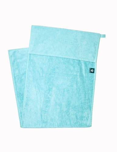 DOCIO Sporthandtuch I Fitness Handtuch mit Fixierung I 130x50cm I 60% Baumwolle 40% Bambus I XXL (Hellblau)