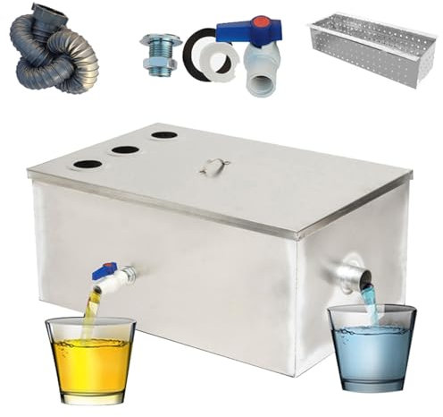 KJHYYPP Sifone Commerciale con Ingresso dall'alto con deflettore Rimovibile per ristoranti, Bar, cucine Commerciali domestiche, lavastoviglie sotto Il lavello (3 Water Intake)
