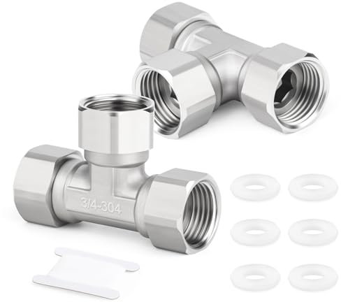ERGAOBOY 1 pièces Connecteur en T flexible et mobile 3 voies en acier inoxydable 304, raccord en T femelle 3/4 pour pulvérisateur, vanne d'angle, bras de douche