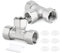 ERGAOBOY 1 piezas de acero inoxidable 304 conector en T flexible y móvil de 3 vías y 3 extremos, racor en T hembra de 3/4 para rociador, válvula angular y brazo de ducha