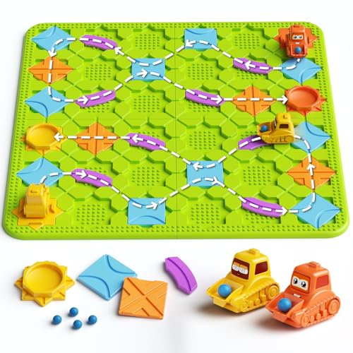 burgkidz Kinderspielzeug Brettspiele - Große logische Straße Builder Puzzle-Labyrinth Spiele für 4 5 6 7 Jahre Jungen Mädchen, Brain Teasers Montessori Spiele für Multiplayer Geschenke Kinder