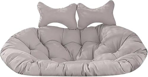 59 Double Egg Chair Cushion,Hammock Swing Egg Chair with Stand Cushion Outdoor Patio Waterproof Wicker Loveseat Cushion with Headrest (Only Cushion) (Khaki 59in x 43in)