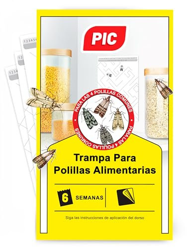 PIC Trampa Polillas Alimentos - 12x Trampas para Polillas de la Comida - Antipolillas Cocina Alimentos - Trampas Adhesivas Eficaces para Determinar la Infestación de Polillas de la Comida
