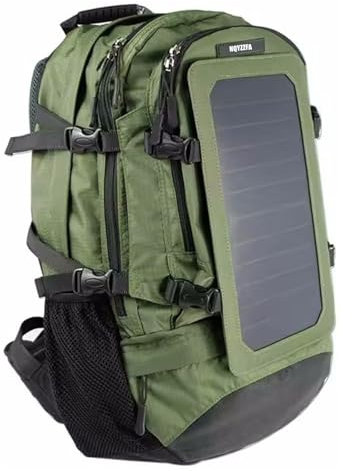 NQYZZFA Sac À Dos De Randonnée À Cadre Externe avec Panneau De Chargeur Solaire 6,5 W 6 V, Sac À Dos De Survie, Sac pour Ordinateur Portable Multipoches 50 L, Sacs À Bandoulière Unisexes,Green