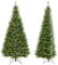 COSTWAY 8FT/240CM Pre-Lit Artificial Christmas Tree, Space-Saving 270° Corner Wall Hinged Xmas Tree with 360 Warm White LED Lights, 1137 Branch Tips and Metal Stand, Home Office Party Holiday Decor