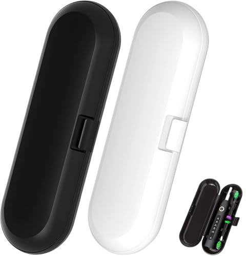 YSTrillion 2 Pezzi Custodia da Viaggio per Spazzolino Elettrico,Plastica Scatole,Compatibile per Philips per Famiglia,Lavoro Viaggi All'aperto Campeggio(Bianco,Nero)