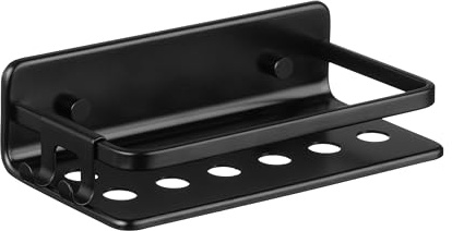 TATAY Shower Caddy Aluminium Moisture Resistant Easy Drainage | Shower Caddy Bathroom | Dimensions 10x5.5x20 cm | Quick Fix System | Screws Included | Rectangular Shape, Black