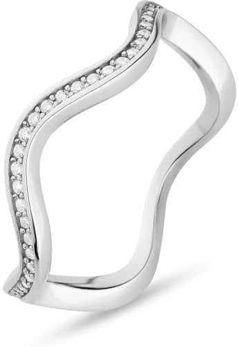 JETTE Damen-Damenring 925er Silber, recycelt Zirkonia 57, Silber 32028462