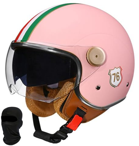 Beyswage 3/4 Rollerhelm Retro Motorrad Helm Jethelm Mit Doppelbrille Komfortfutter Chopper Helm Mit ECE Zulassung Motorradhelm Halbschale Für Erwachsener Herren Damen Vintage Motorradhelm