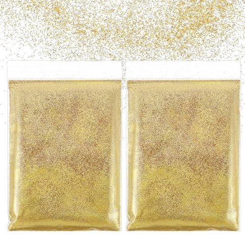 JIEYAO 100g Glitzer zum Basteln,Silber Glitzerpulver Basteln Glitzerpuder Glitter Pulver für Nägel Gesicht Kartenbasteln Handwerk Nagelkunst(gold)