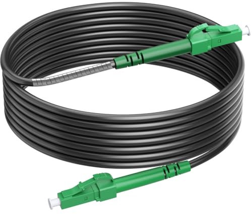RamboCables 7M Gepanzerte Glasfaser-Kabel LC/APC auf LC/APC, Simplex Singlemode Gepanzerte Glasfaserkabel, 9/125µm OS2 FTTH LWL Patchkabel für den Innen- und Außenbereich, Schwarz