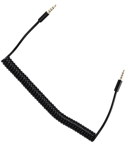 Huudngeje 3.5Mm Male a Male Jack Cable Spirale Enroule Audio Aux D'Extension a 4 Poles 1.5M