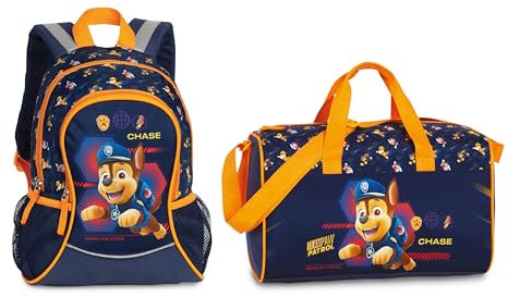 Paw Patrol - Mochila y bolsa de deporte para niños y niñas con diseños de la Patrulla Canina, grandes diseños, tamaños y colores, Juego 1