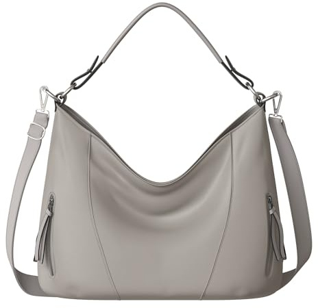 KMISSO Damen Shopper Hand Henkel Tasche Veganes Leder 30627 Grey