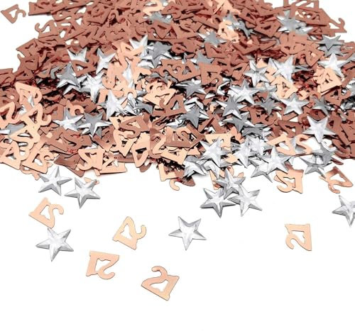 Happy 21st Birthday Confetti 30g 21st Anniversary Glitter Foil Table Scatter Decorations Sequins for 21 Years Birthday Table Confetti Party Decoration Rose Gold Silver