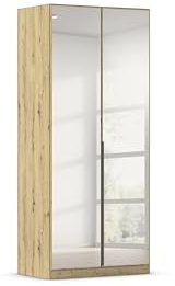 Rauch Möbel Alabama, Kleiderschrank, Farbe Eiche Artisan, Breite 91 cm | Schrank, 2-türig, mit Spiegel, Zubehör Basic, für Schlafzimmer, Kinderzimmer, Homeoffice, Gästezimmer, Garderobe, Flur